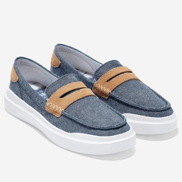 NEW Cole Haan GrandPro Rally Canvas Penny Loafer CHAMBRAY/ C ‎ Womens Sli… - Picture 1 of 6
